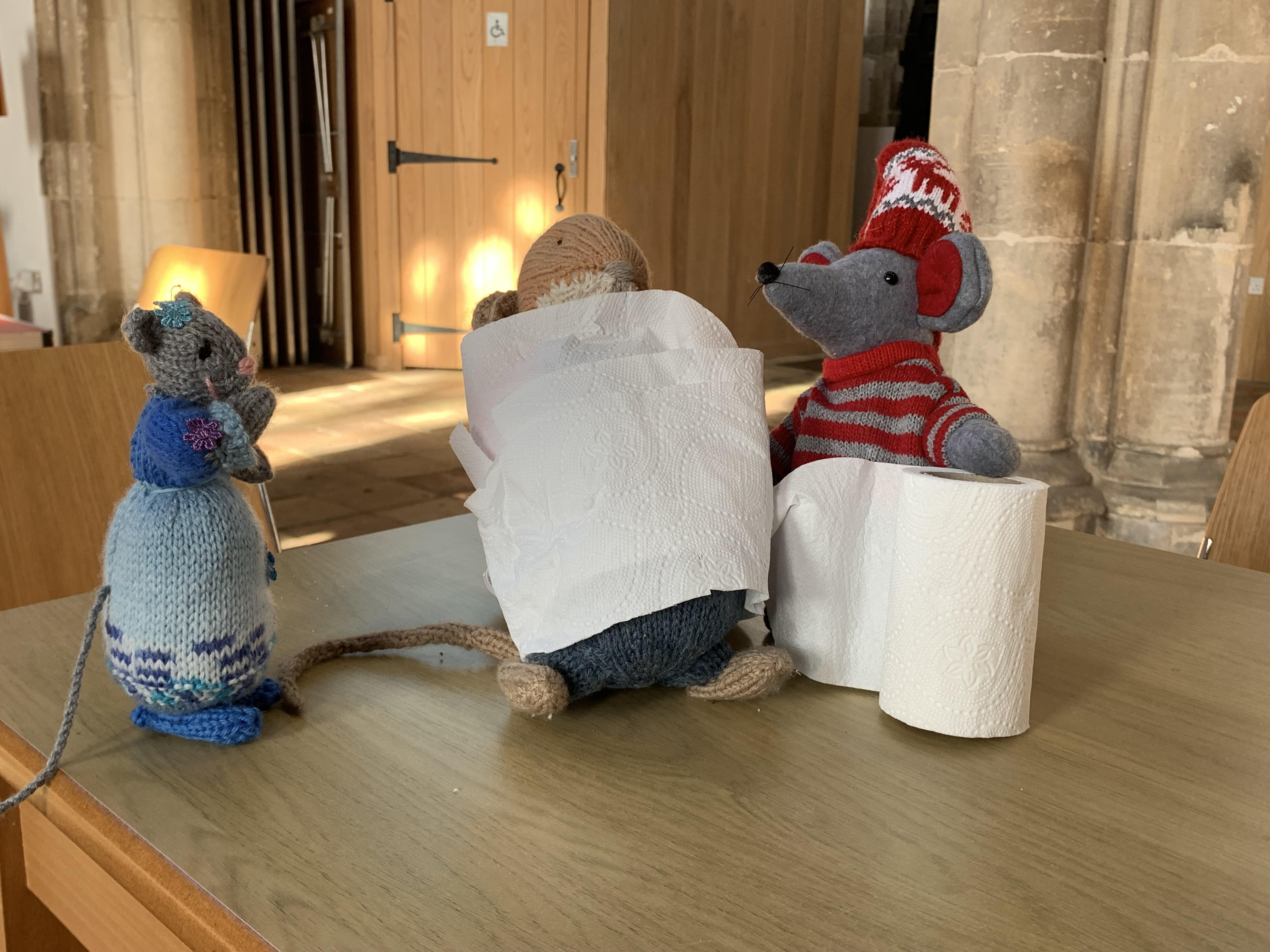 Dad gets wrapped in toilet paper