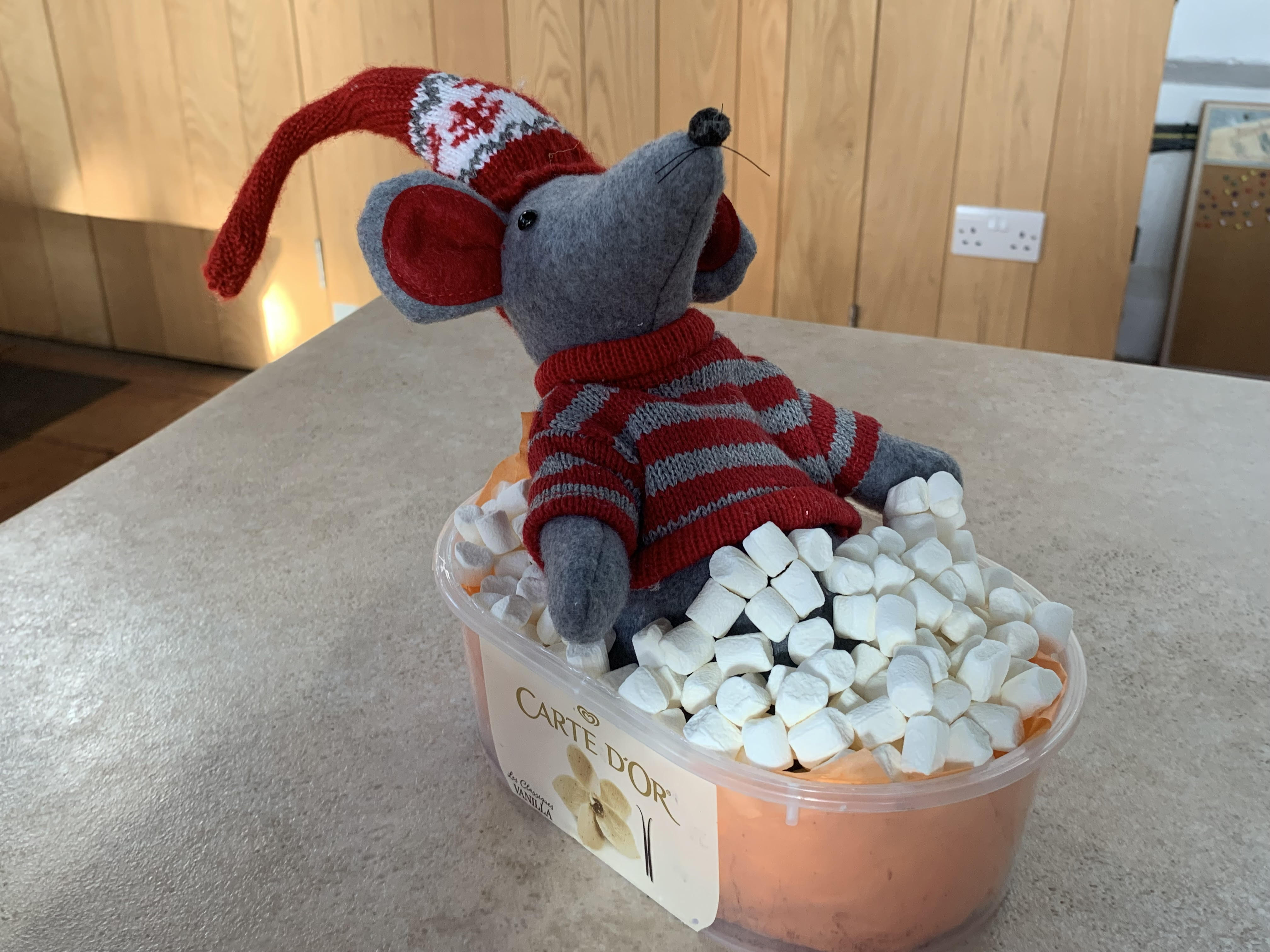 Chris takes a marshmallow bath